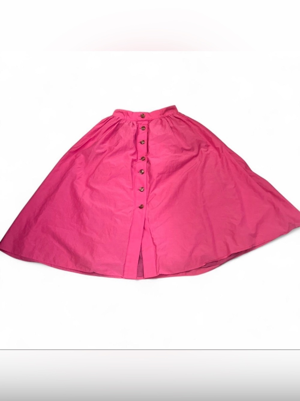 Ann Taylor Pink Skirt Button-Front A-Line Midi Size 2P Hot Pink Barbie Women’s